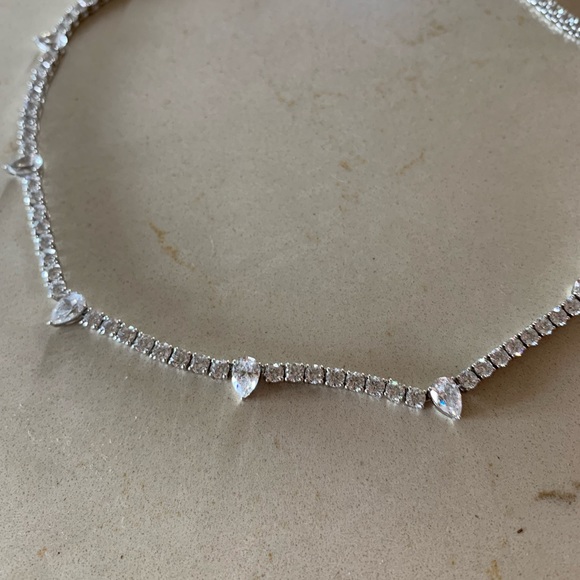 Nadri Love All Pear Cubic Zirconia Tennis Necklace silver - Picture 3 of 6